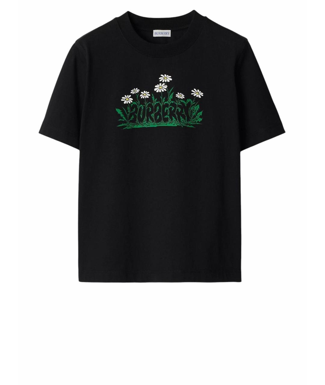 BURBERRY Черная хлопковая футболка, фото 1
