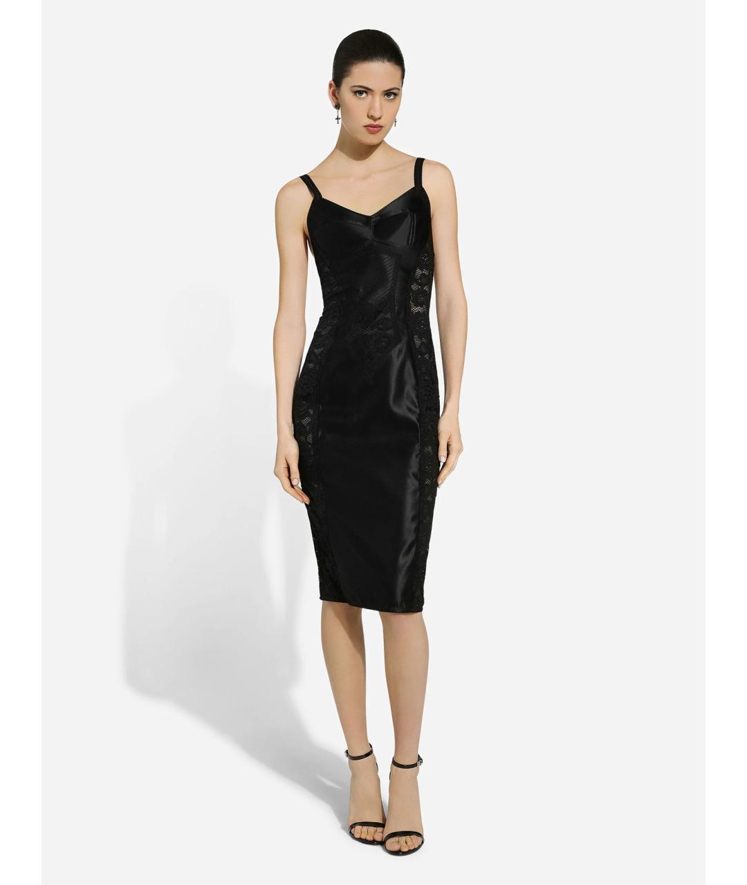 DOLCE&GABBANA Черное полиамидовое вечернее платье, фото 2