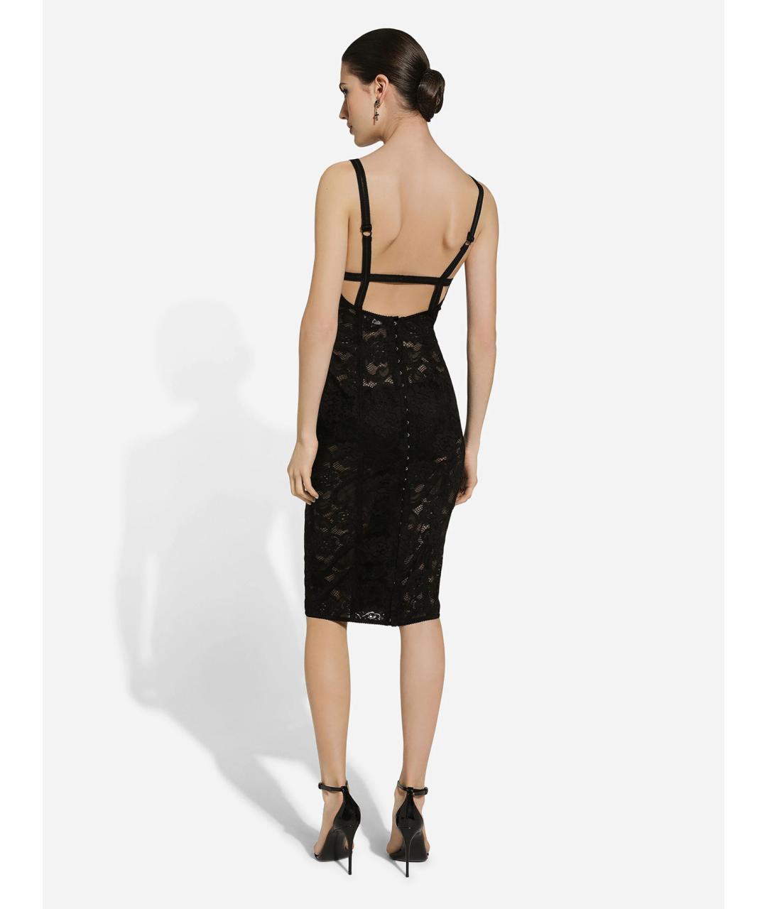 DOLCE&GABBANA Черное полиамидовое вечернее платье, фото 4