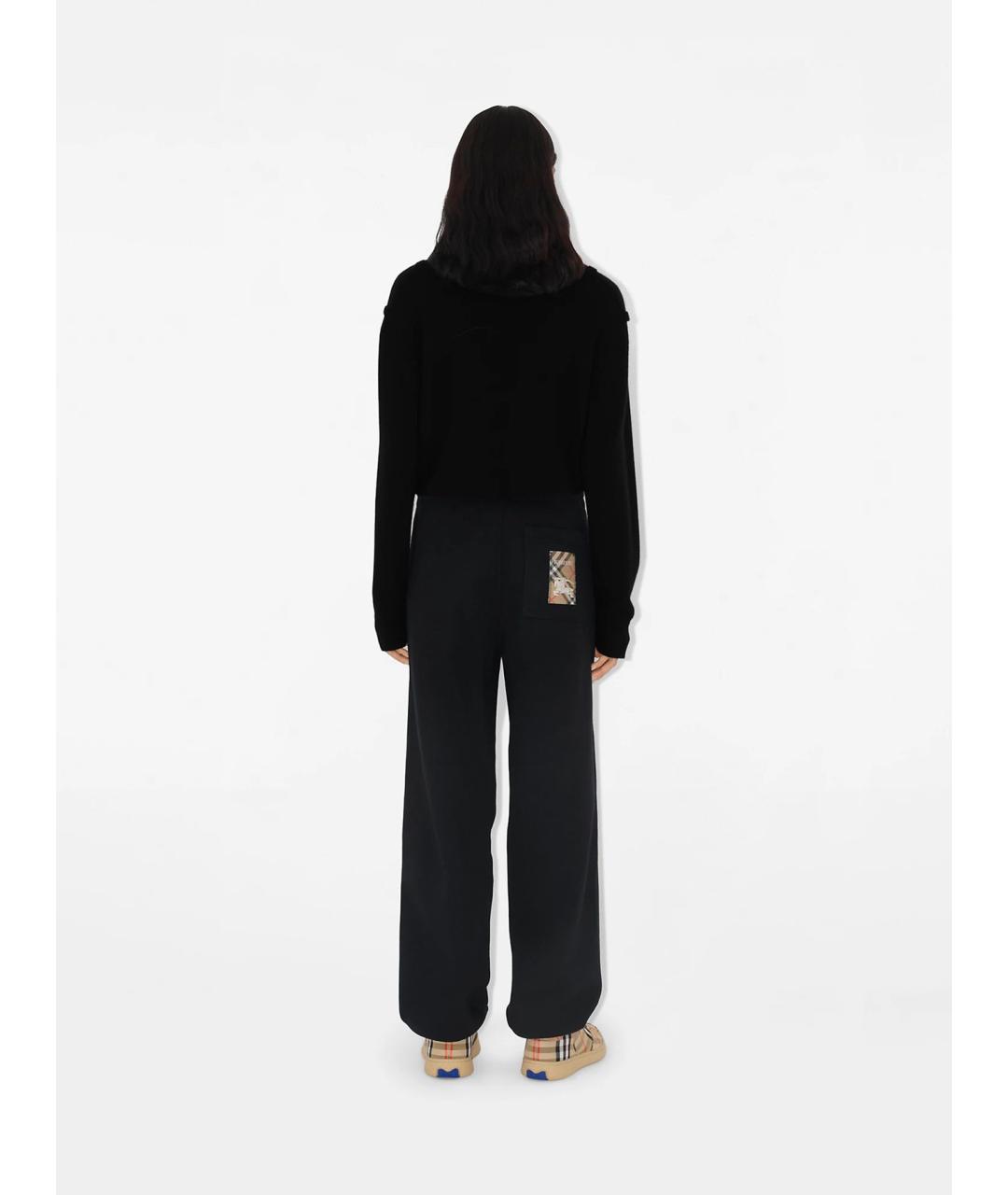 BURBERRY Черные хлопковые прямые брюки, фото 4