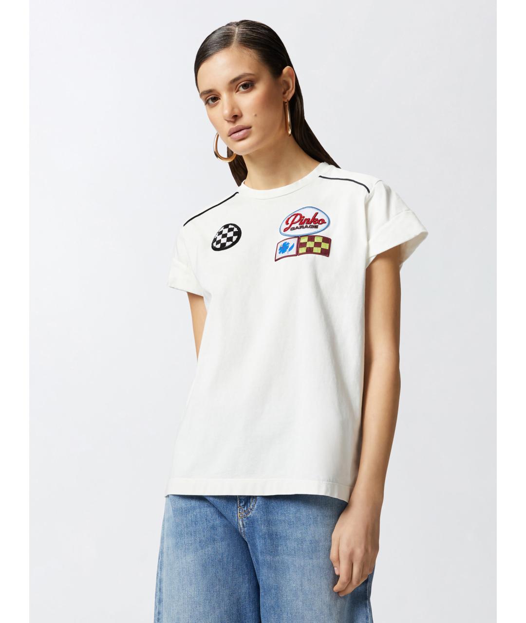 PINKO Белая хлопковая футболка, фото 5
