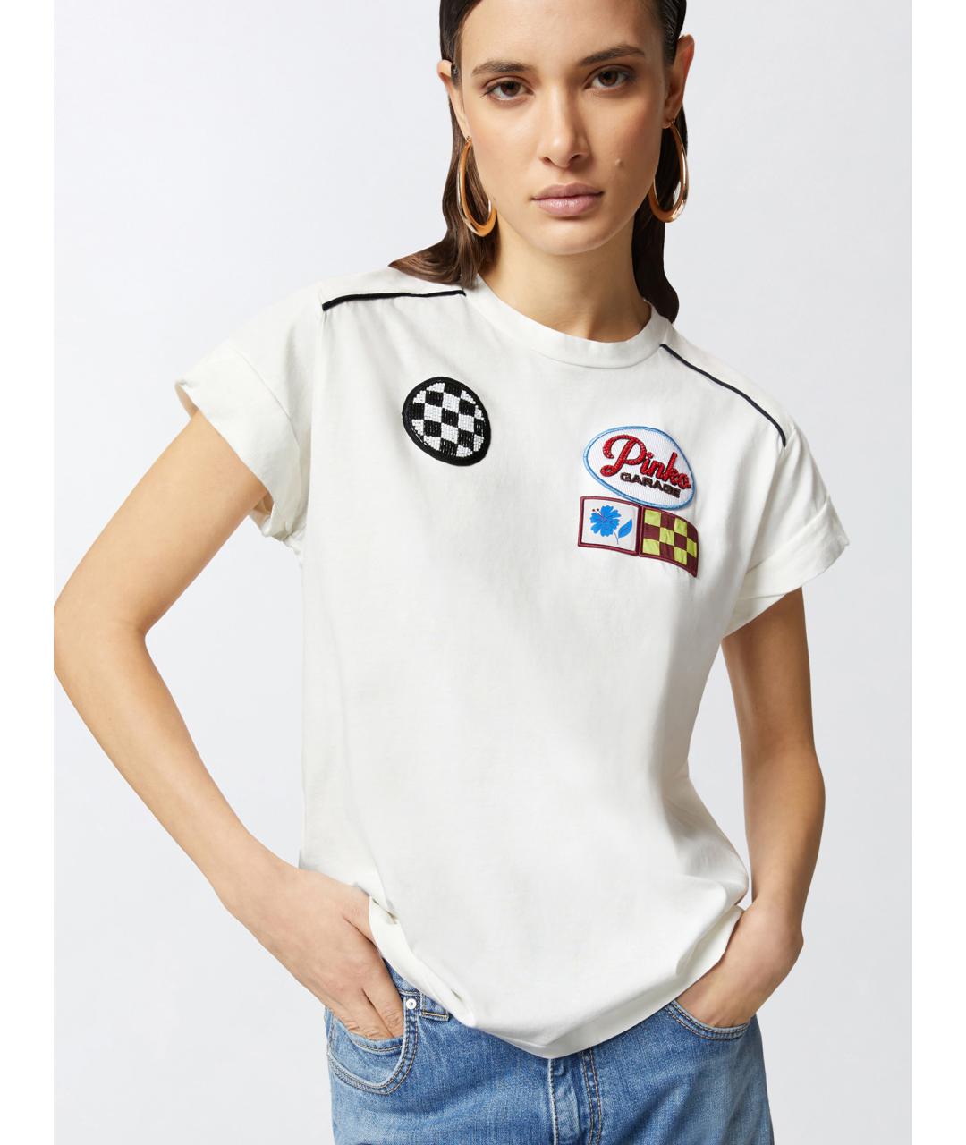 PINKO Белая хлопковая футболка, фото 3