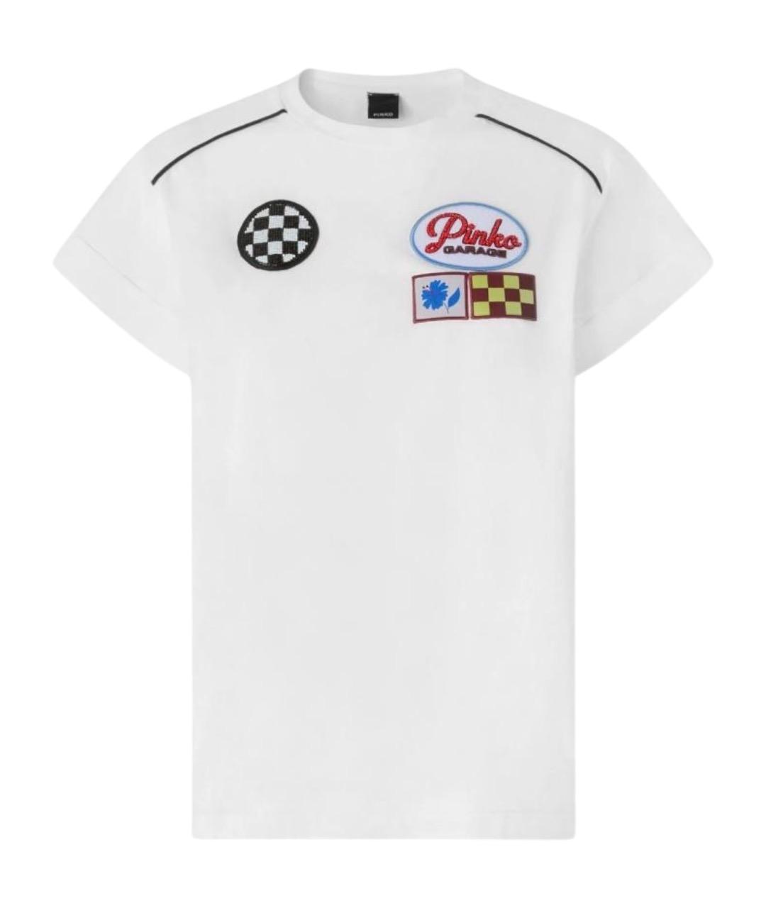 PINKO Белая хлопковая футболка, фото 1
