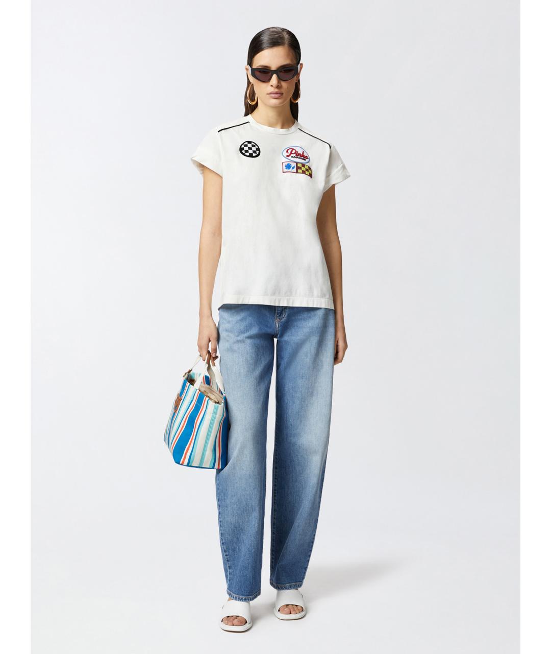 PINKO Белая хлопковая футболка, фото 2