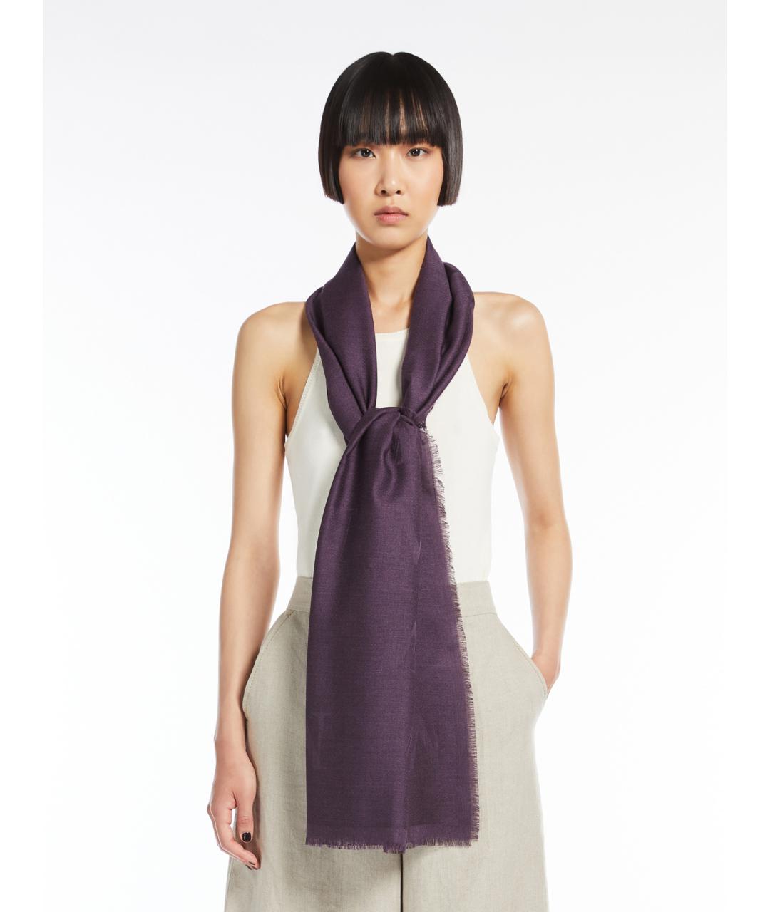 MAX MARA Фиолетовый шерстяной шарф, фото 2