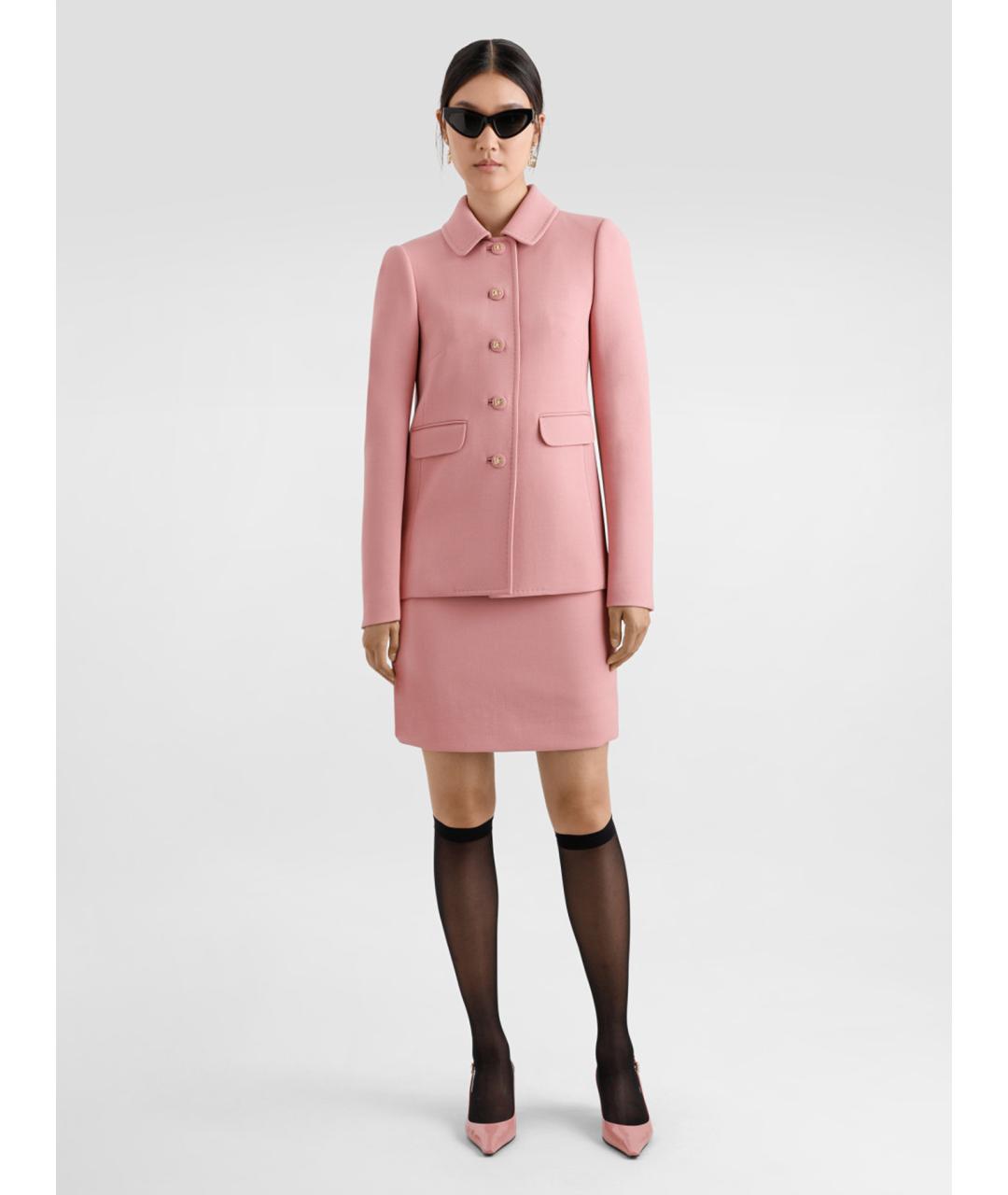 DOLCE&GABBANA Розовая шерстяная юбка миди, фото 2