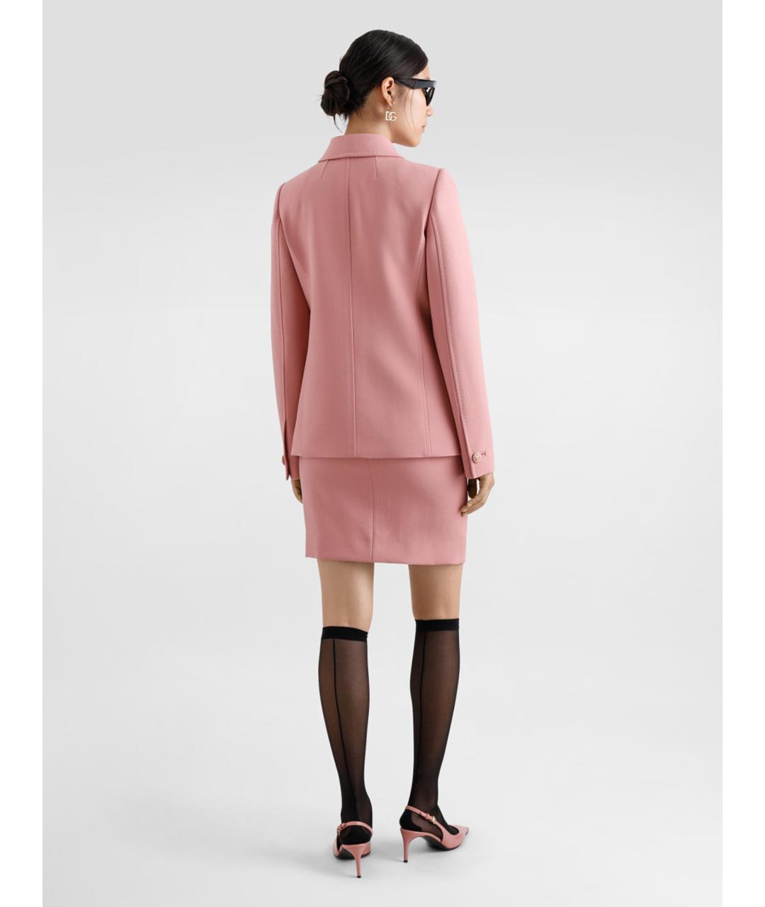 DOLCE&GABBANA Розовая шерстяная юбка миди, фото 3