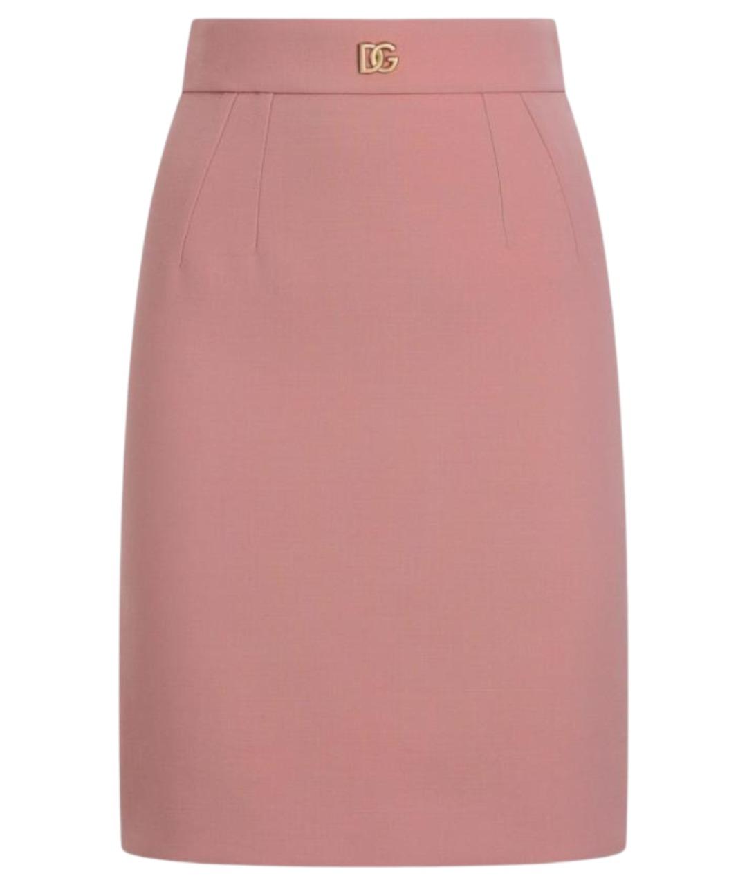 DOLCE&GABBANA Розовая шерстяная юбка миди, фото 1