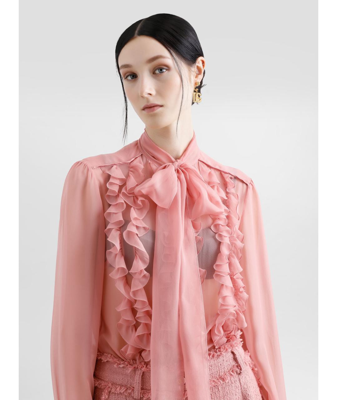 DOLCE&GABBANA Розовая шелковая блузы, фото 3