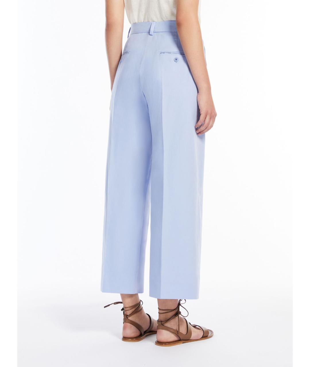 WEEKEND MAX MARA Голубые хлопковые прямые брюки, фото 4