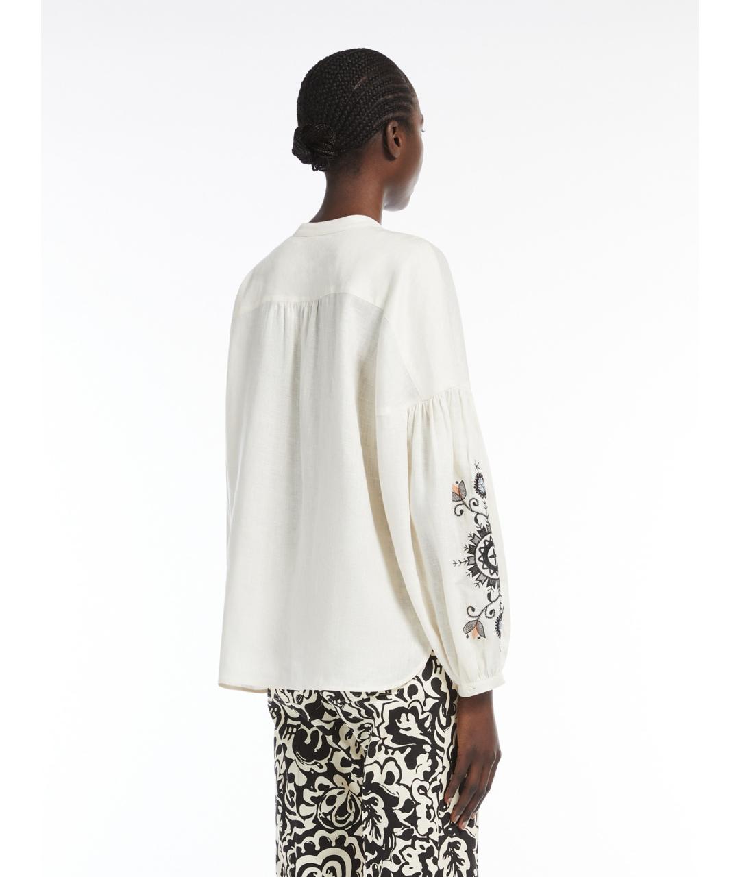 WEEKEND MAX MARA Белая льняная рубашка, фото 4