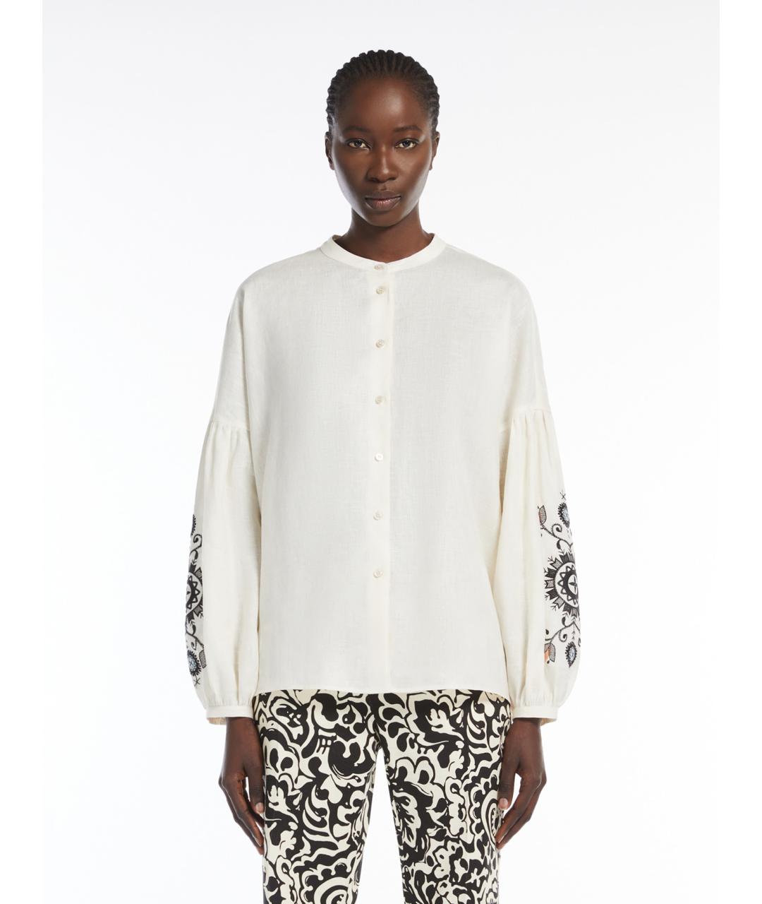 WEEKEND MAX MARA Белая льняная рубашка, фото 2