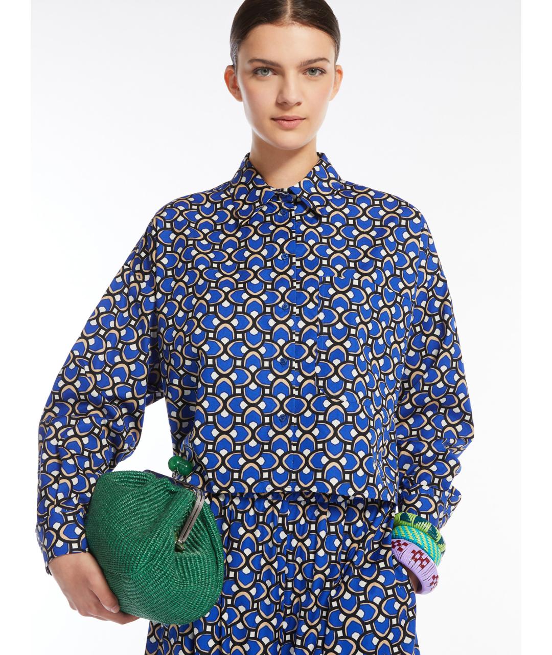 WEEKEND MAX MARA Синяя хлопковая рубашка, фото 5