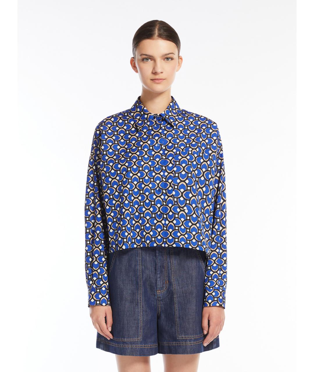 WEEKEND MAX MARA Синяя хлопковая рубашка, фото 3