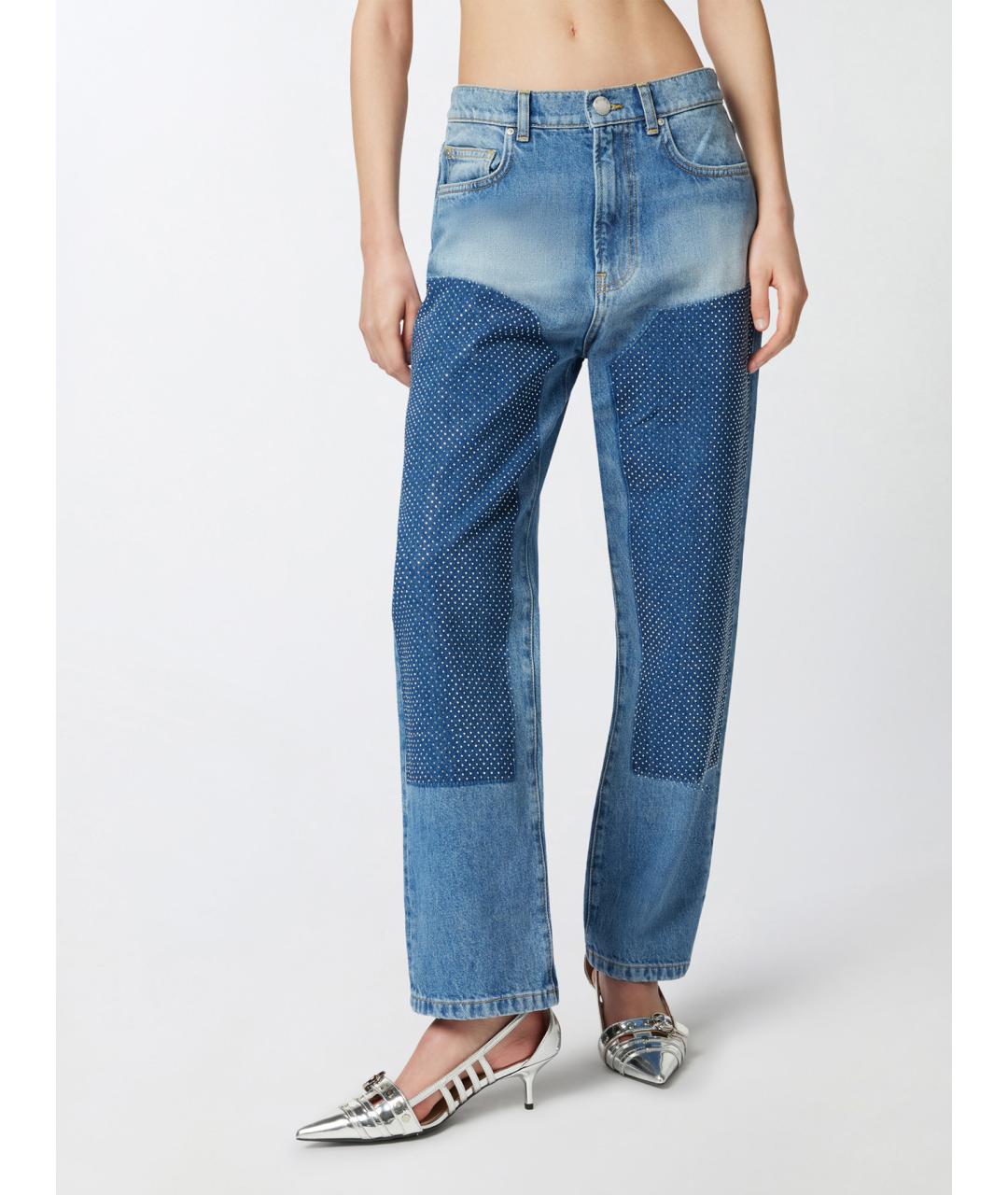 PINKO Синие хлопковые прямые джинсы, фото 3