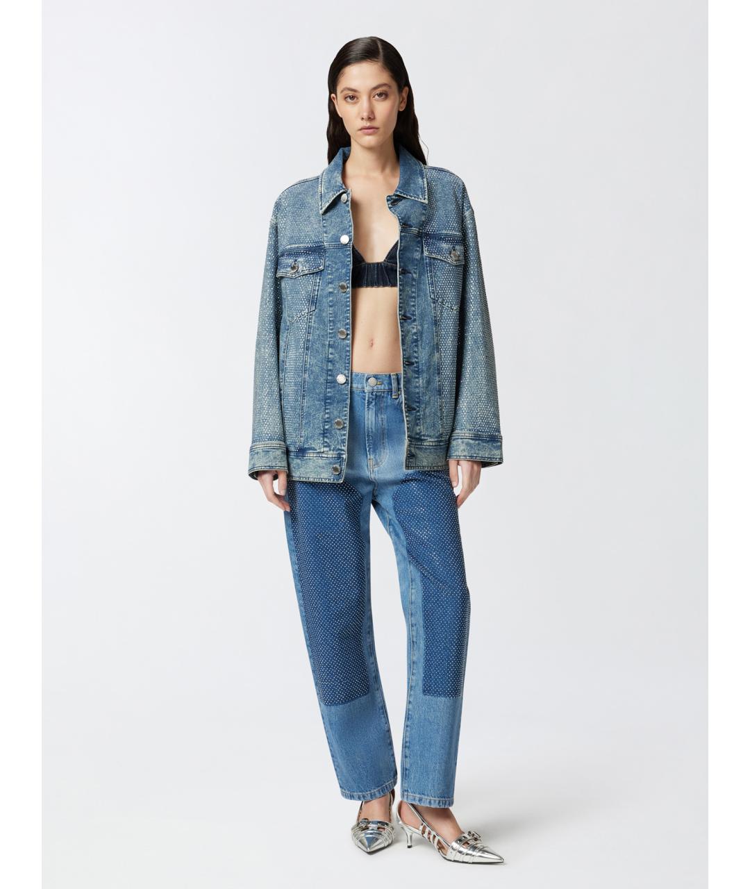 PINKO Синие хлопковые прямые джинсы, фото 2