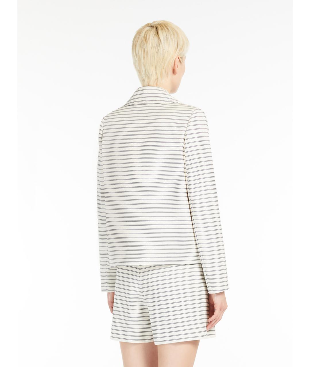 MAX MARA STUDIO Белый хлопковый жакет/пиджак, фото 3