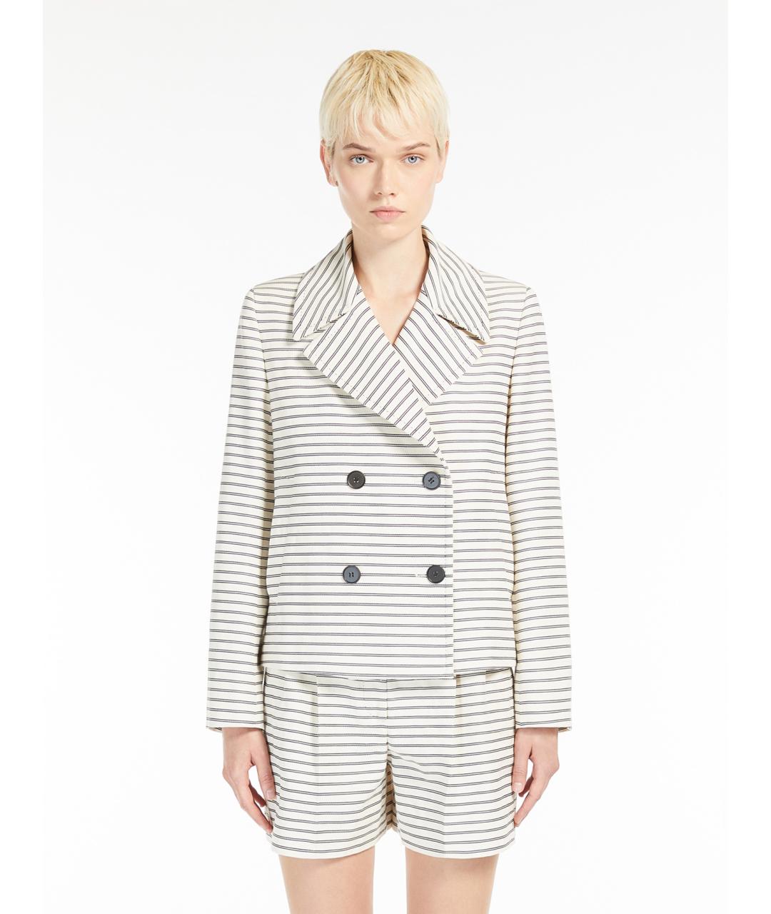 MAX MARA STUDIO Белый хлопковый жакет/пиджак, фото 2