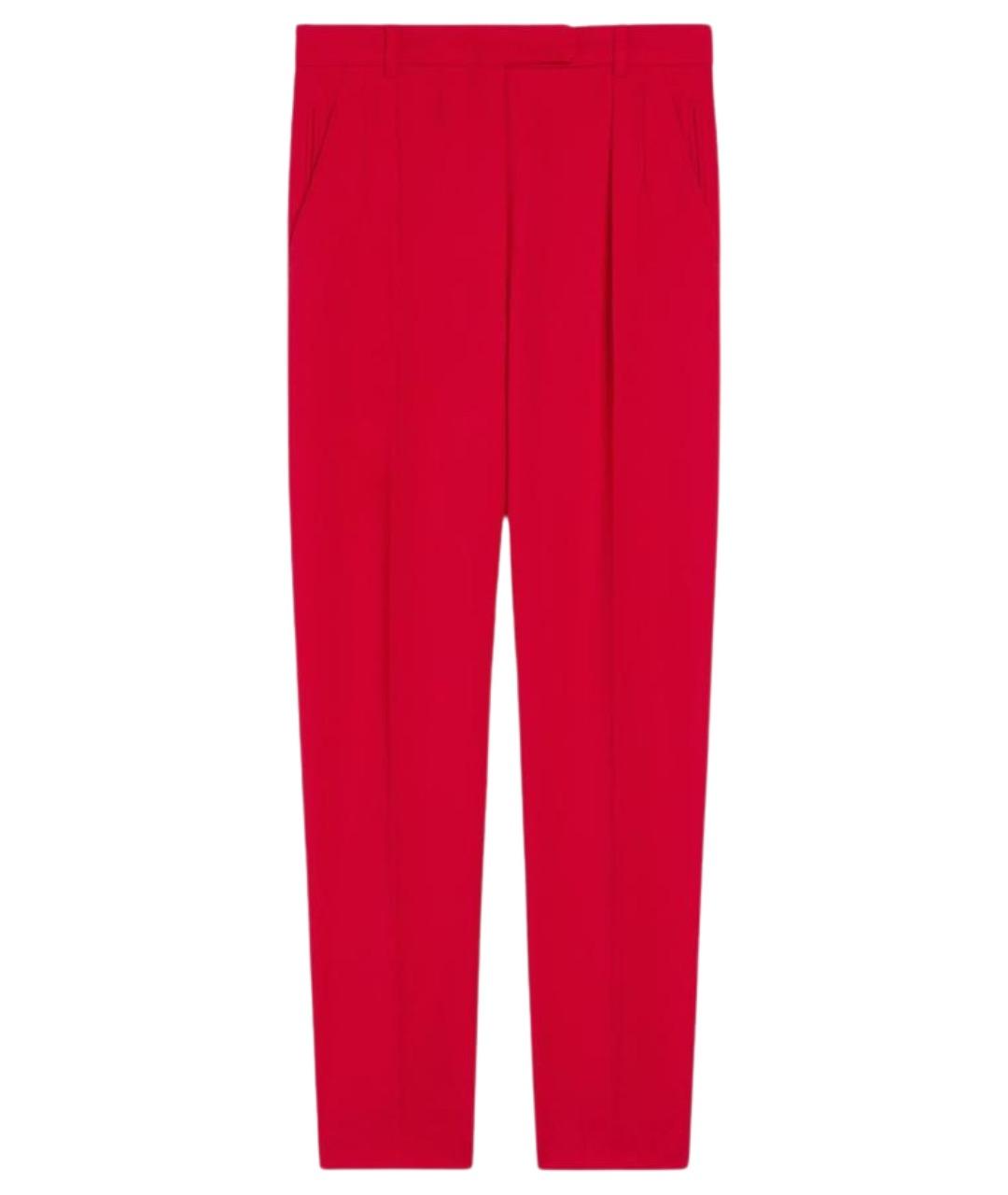 MAX MARA STUDIO Красные шерстяные прямые брюки, фото 1