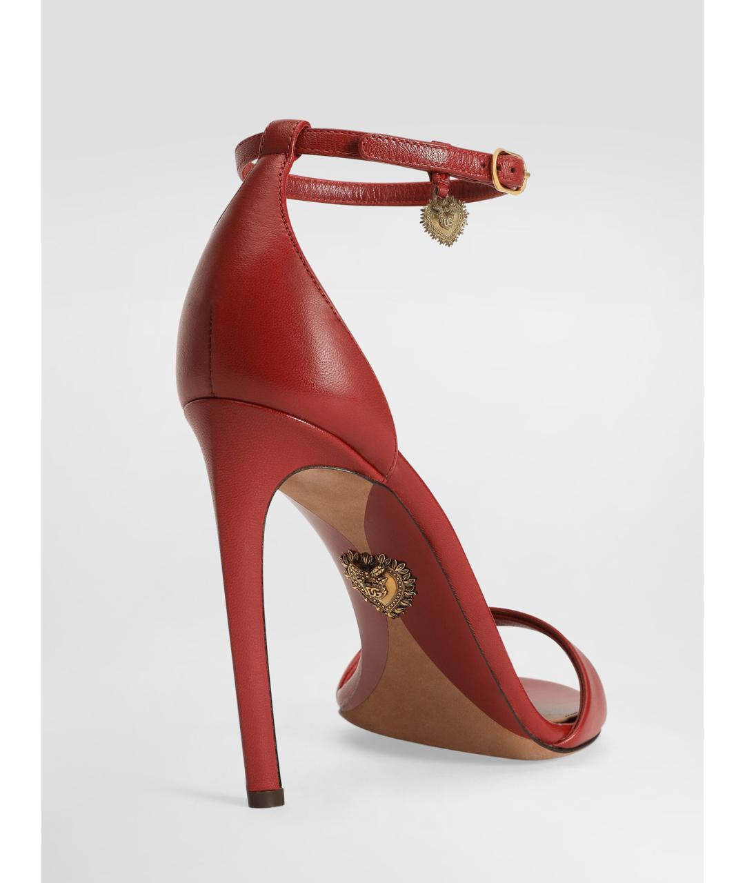 DOLCE&GABBANA Красные кожаные босоножки, фото 4