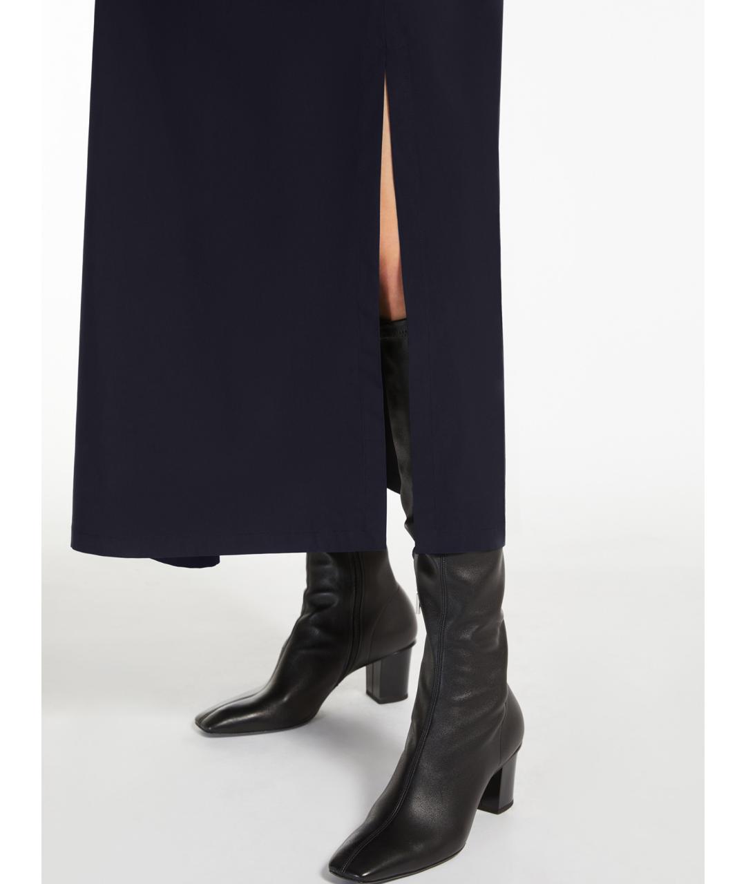 MAX MARA Темно-синее хлопковое вечернее платье, фото 5