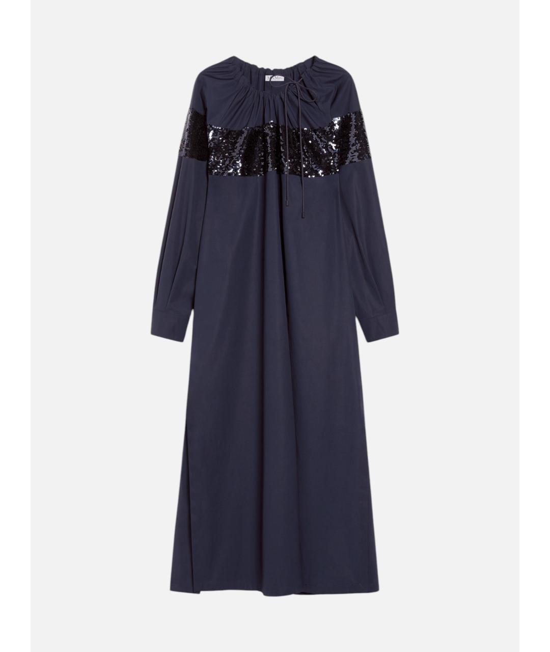 MAX MARA Темно-синее хлопковое вечернее платье, фото 6