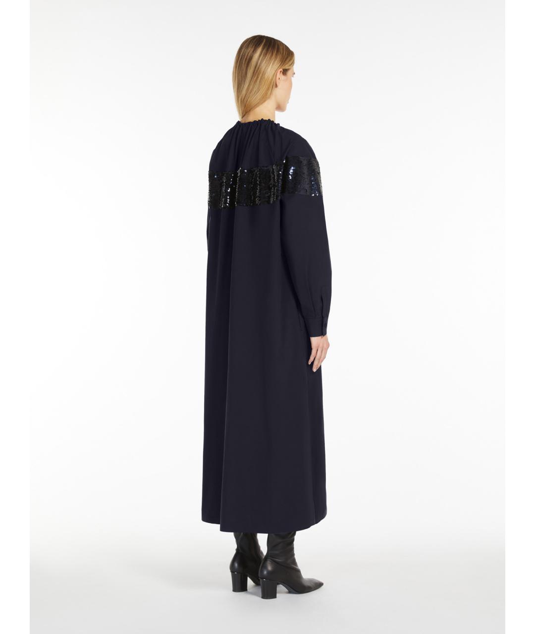 MAX MARA Темно-синее хлопковое вечернее платье, фото 3