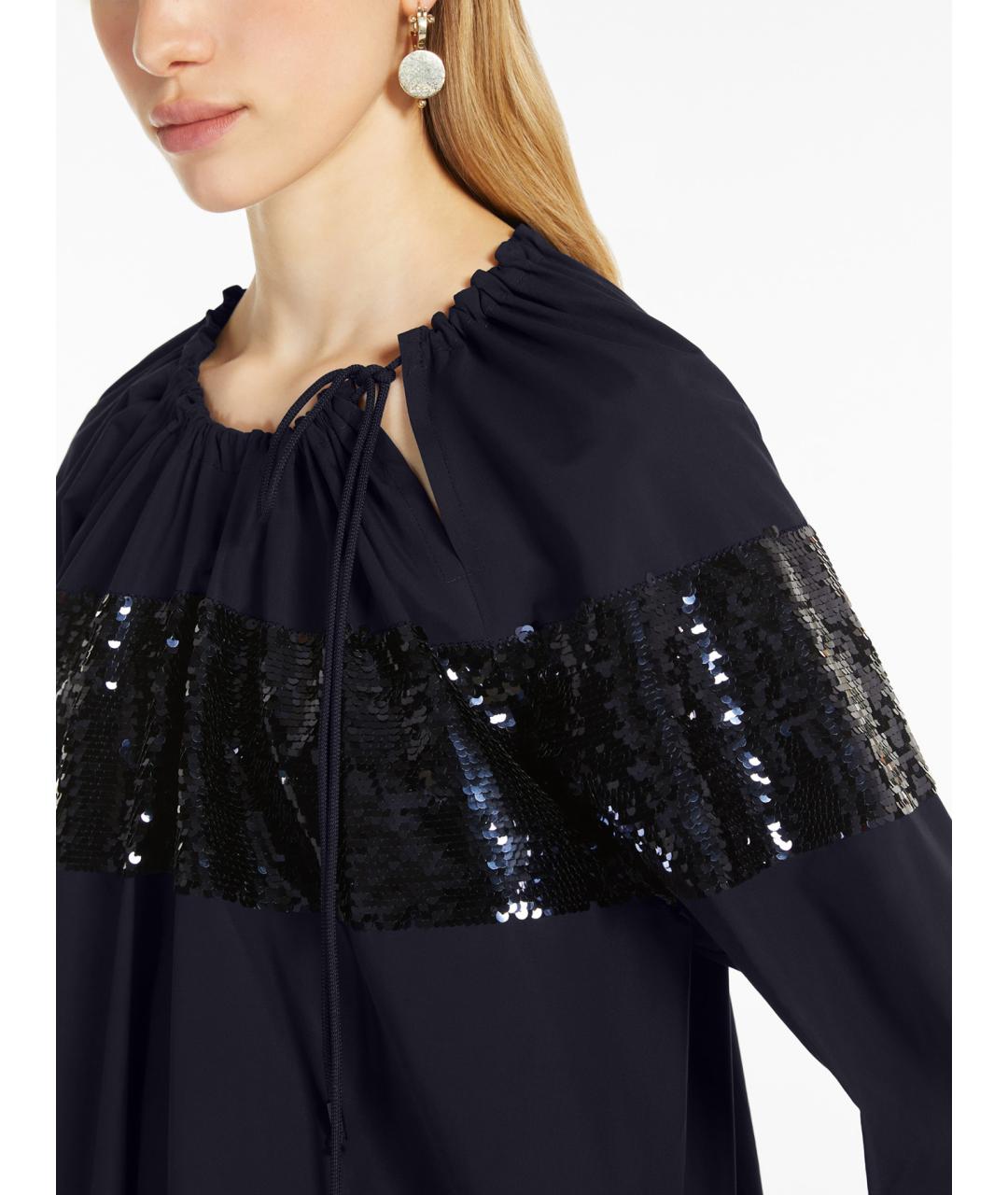 MAX MARA Темно-синее хлопковое вечернее платье, фото 4