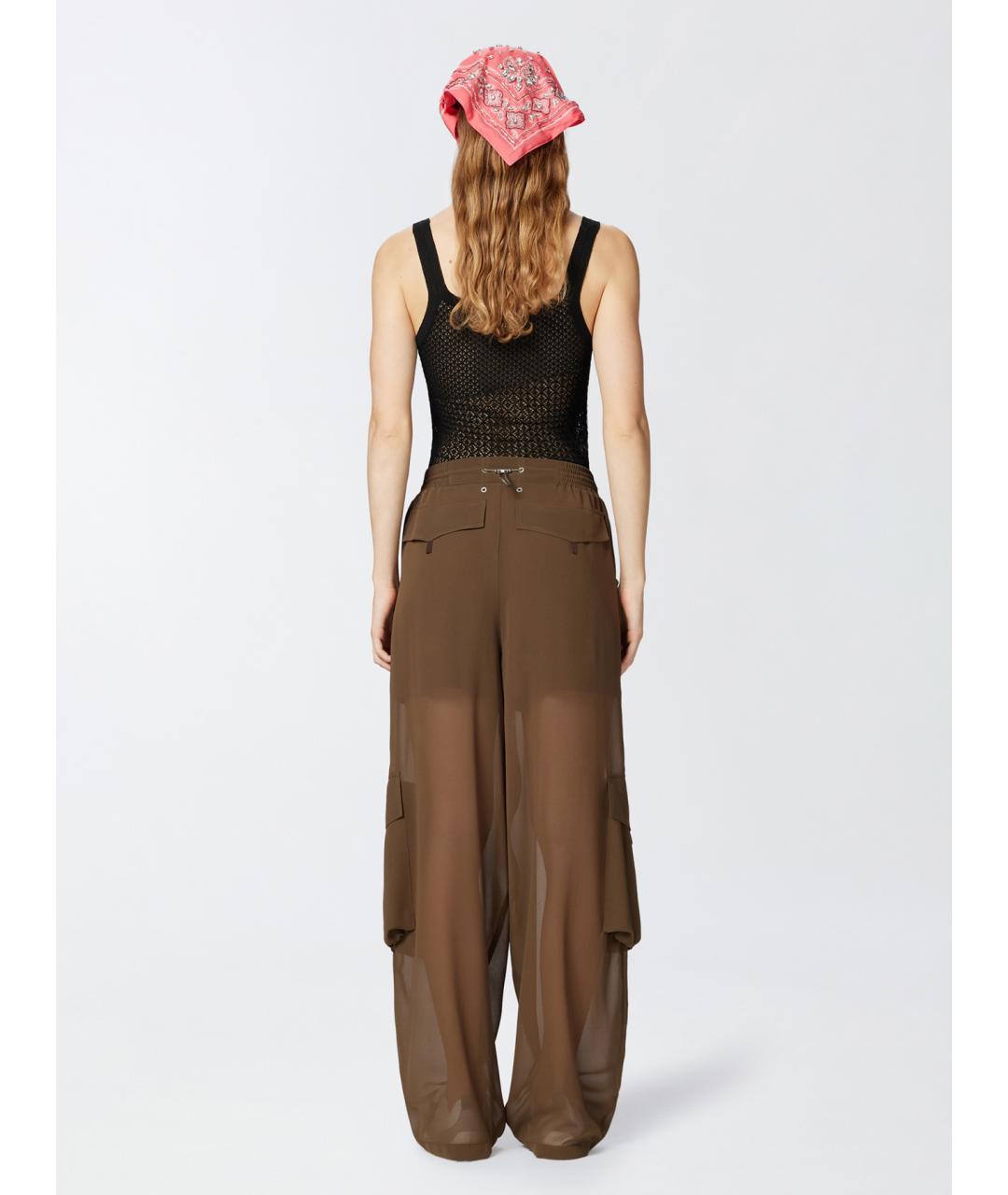 PINKO Коричневые полиэстеровые прямые брюки, фото 4