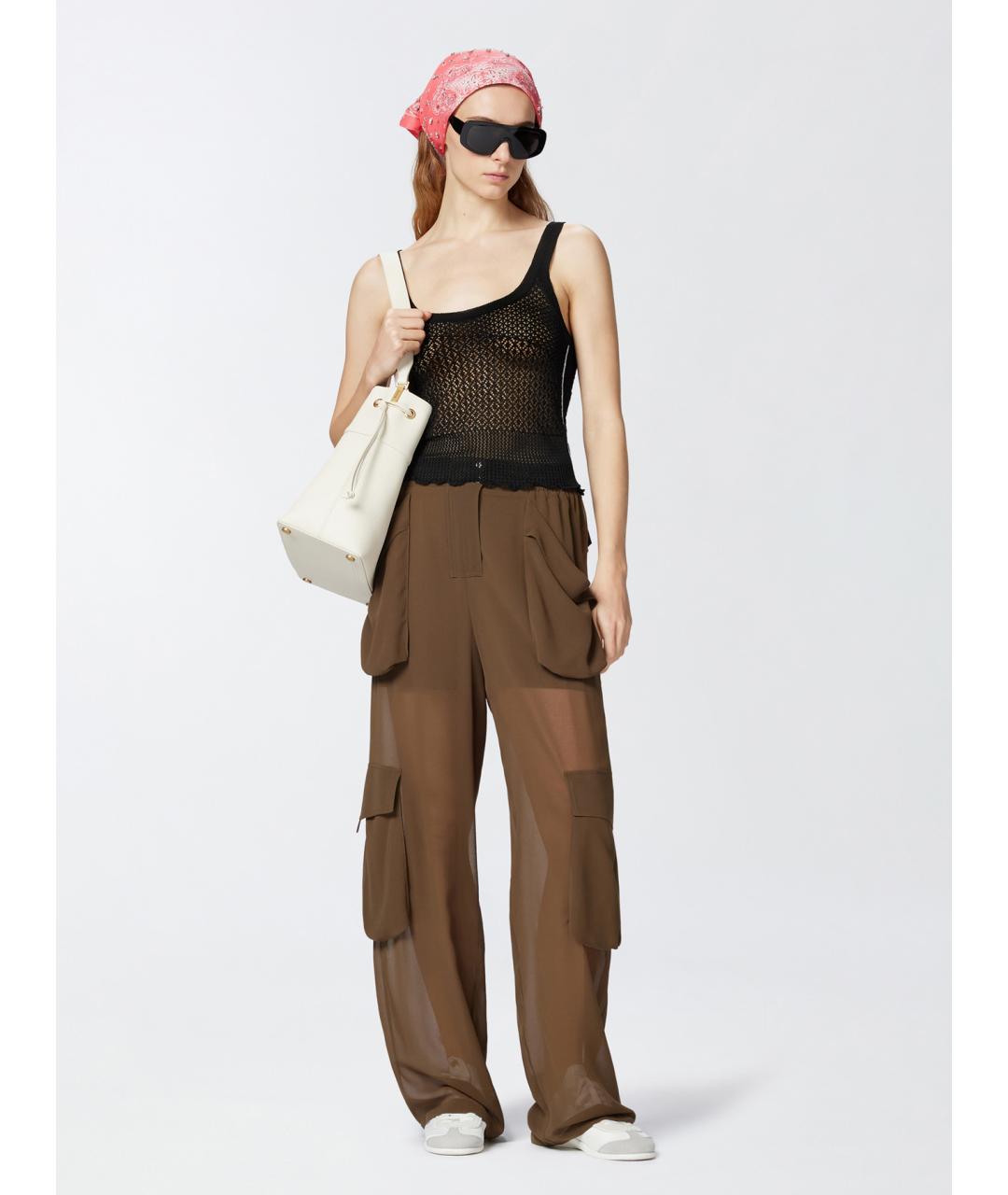 PINKO Коричневые полиэстеровые прямые брюки, фото 2