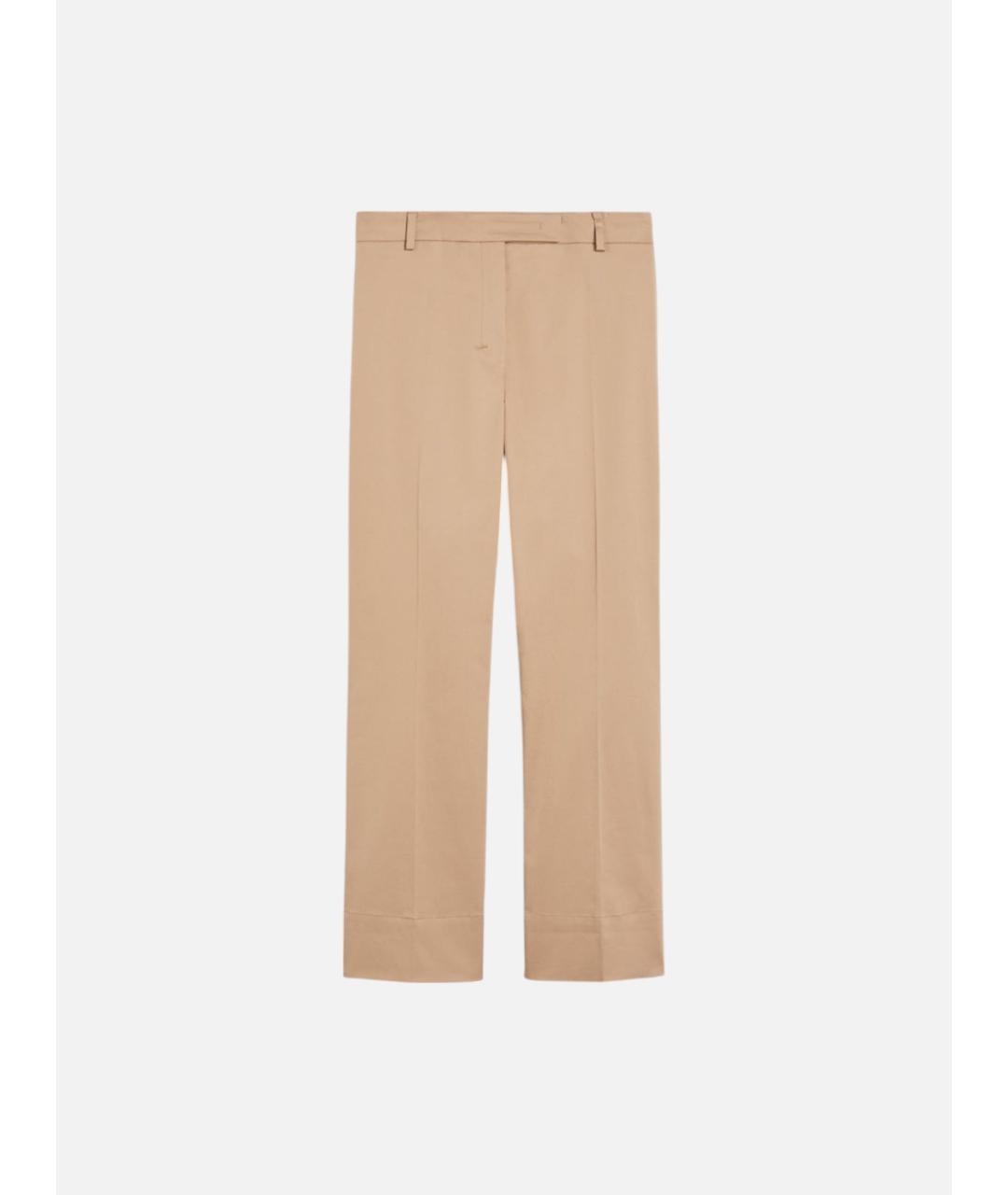 'S MAX MARA Бежевые хлопко-эластановые прямые брюки, фото 5