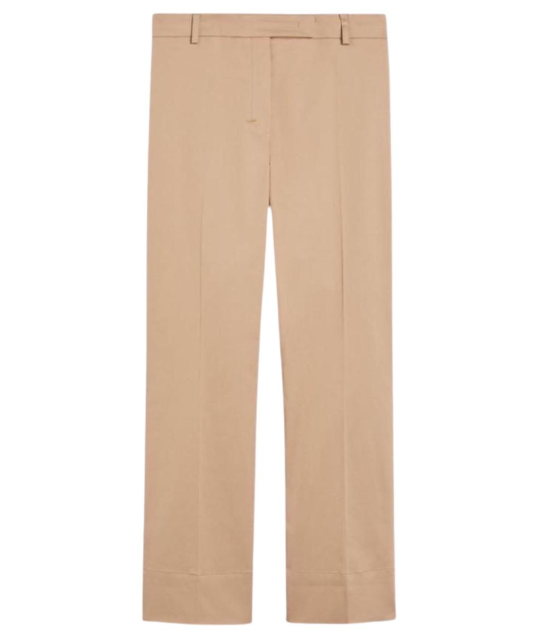 'S MAX MARA Бежевые хлопко-эластановые прямые брюки, фото 1