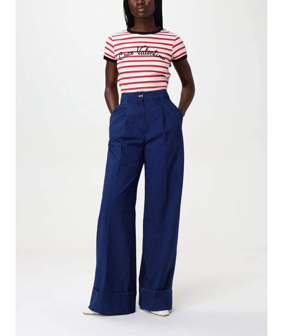 VALENTINO Синие хлопковые прямые джинсы, фото 3