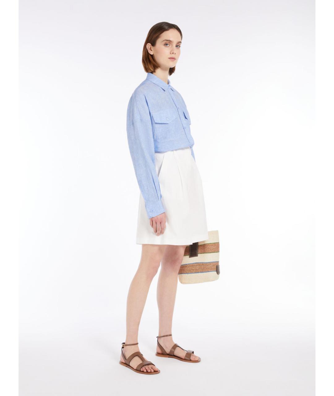 WEEKEND MAX MARA Голубая льняная рубашка, фото 2