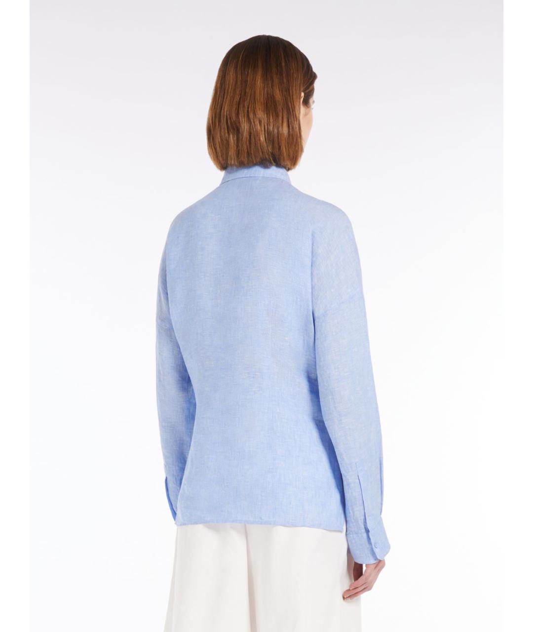 WEEKEND MAX MARA Голубая льняная рубашка, фото 3