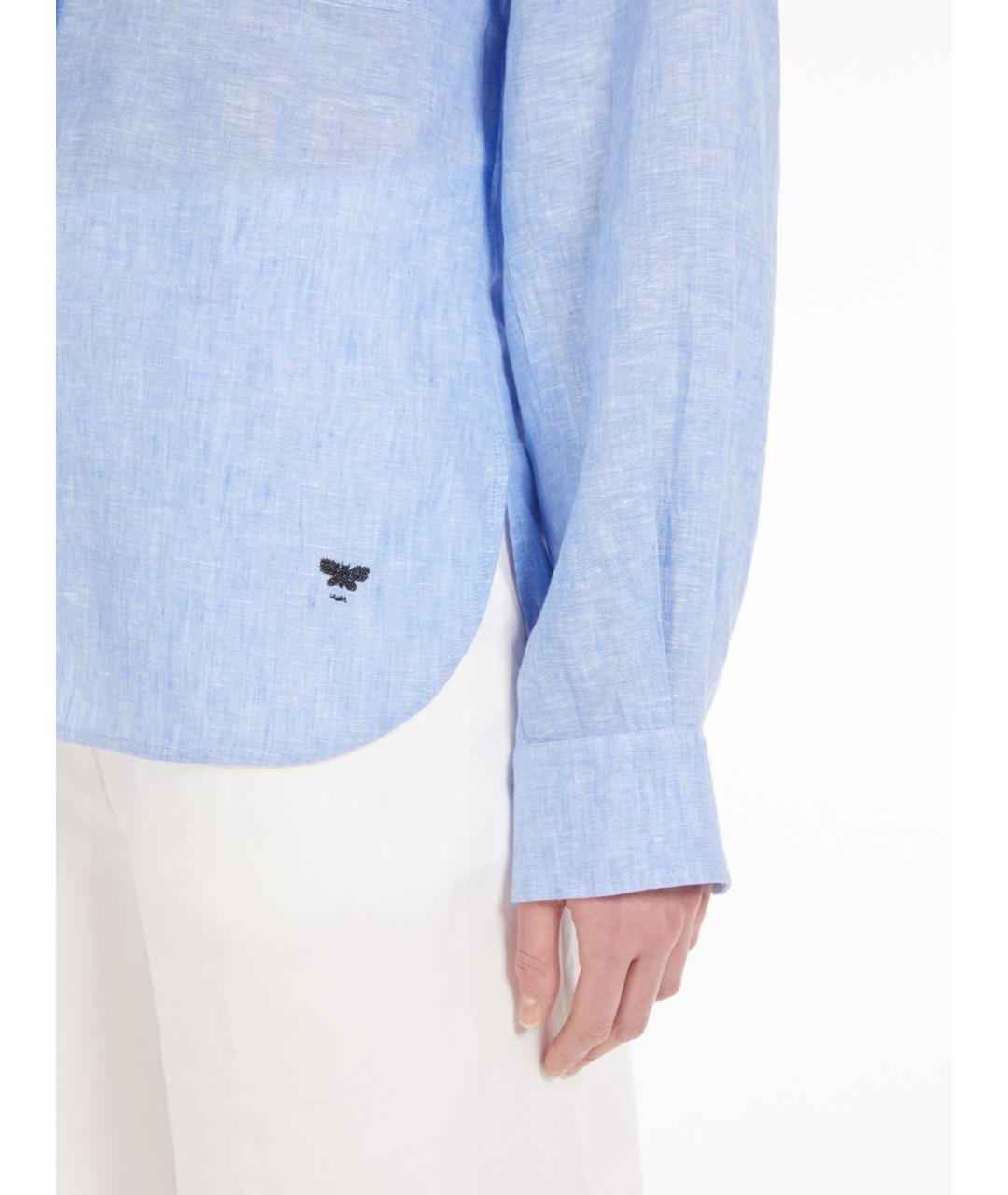 WEEKEND MAX MARA Голубая льняная рубашка, фото 5
