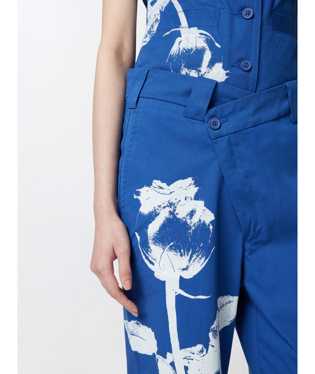 PINKO Синие хлопковые прямые брюки, фото 5