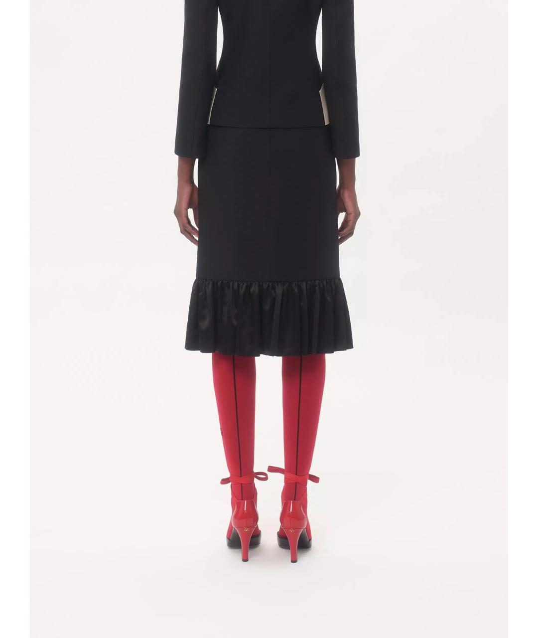 VALENTINO Черная шерстяная юбка миди, фото 4