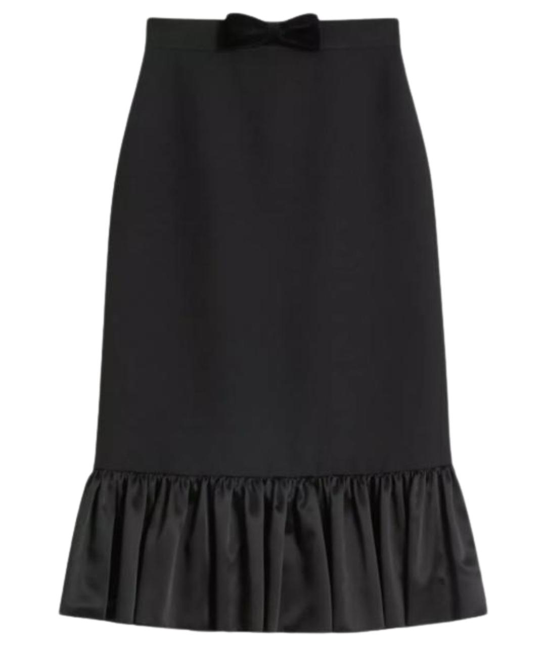 VALENTINO Черная шерстяная юбка миди, фото 1