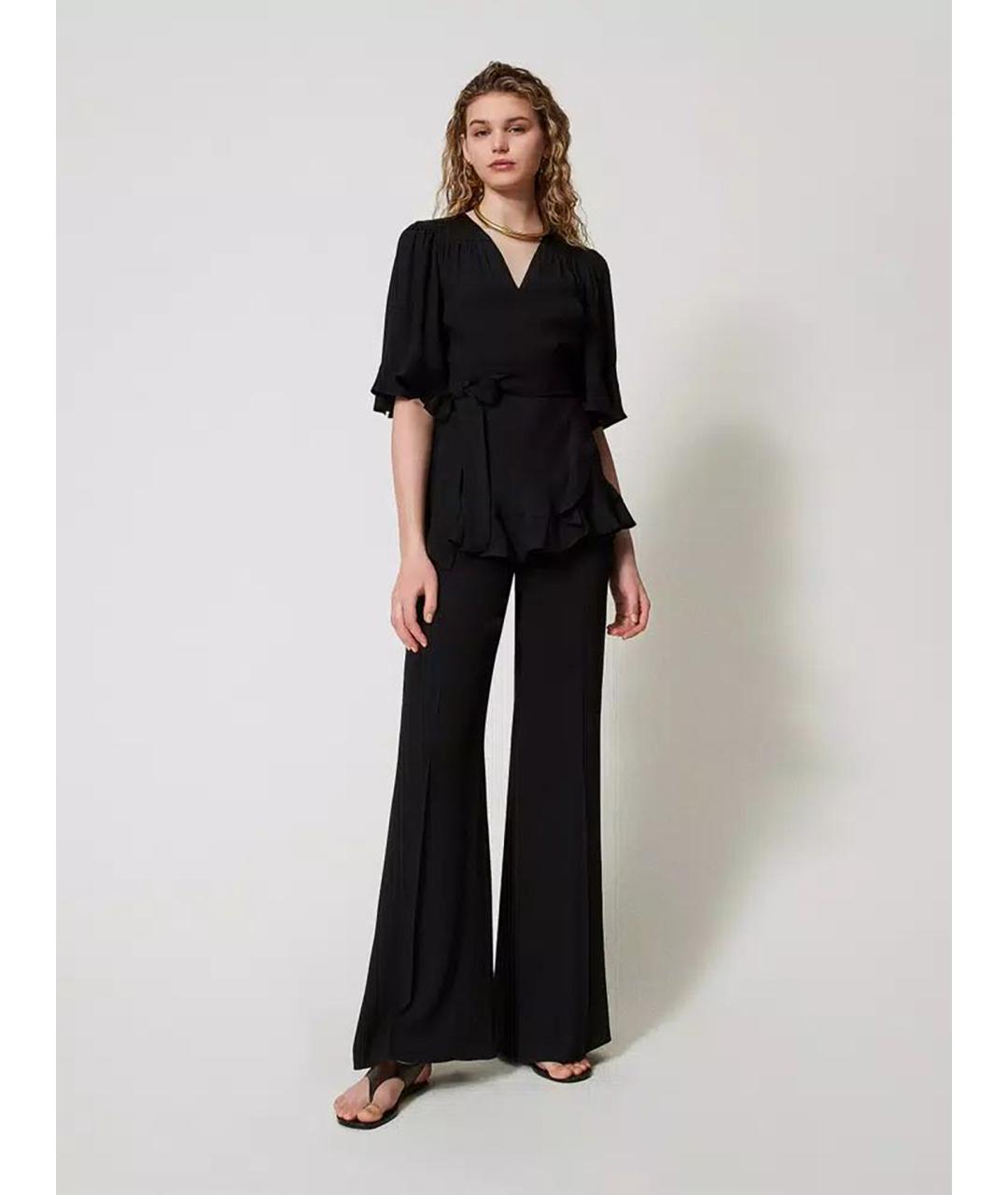 TWIN-SET Черная вискозная блузы, фото 2