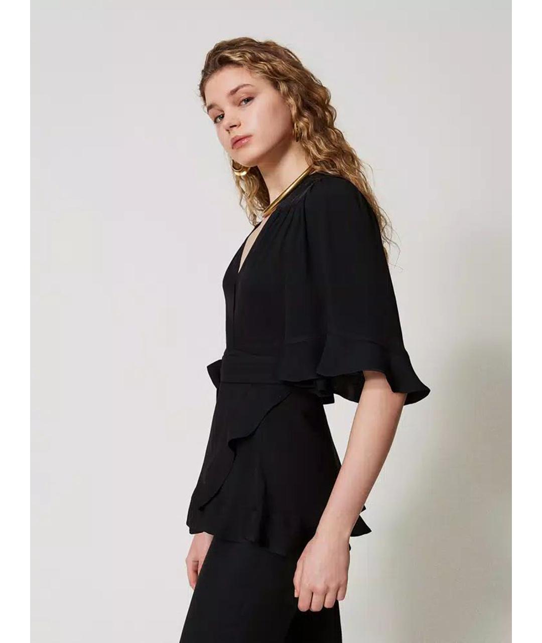 TWIN-SET Черная вискозная блузы, фото 4