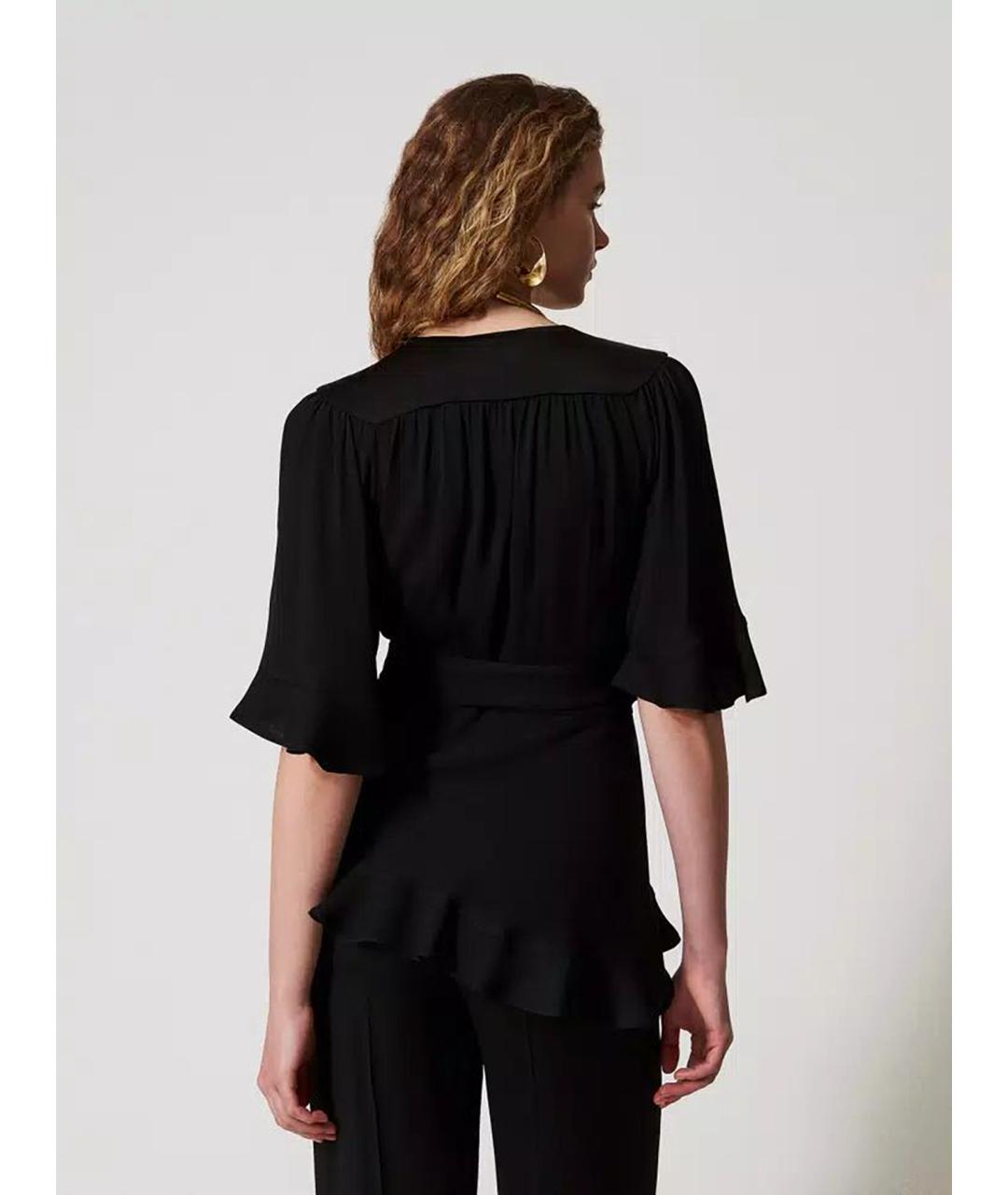TWIN-SET Черная вискозная блузы, фото 5