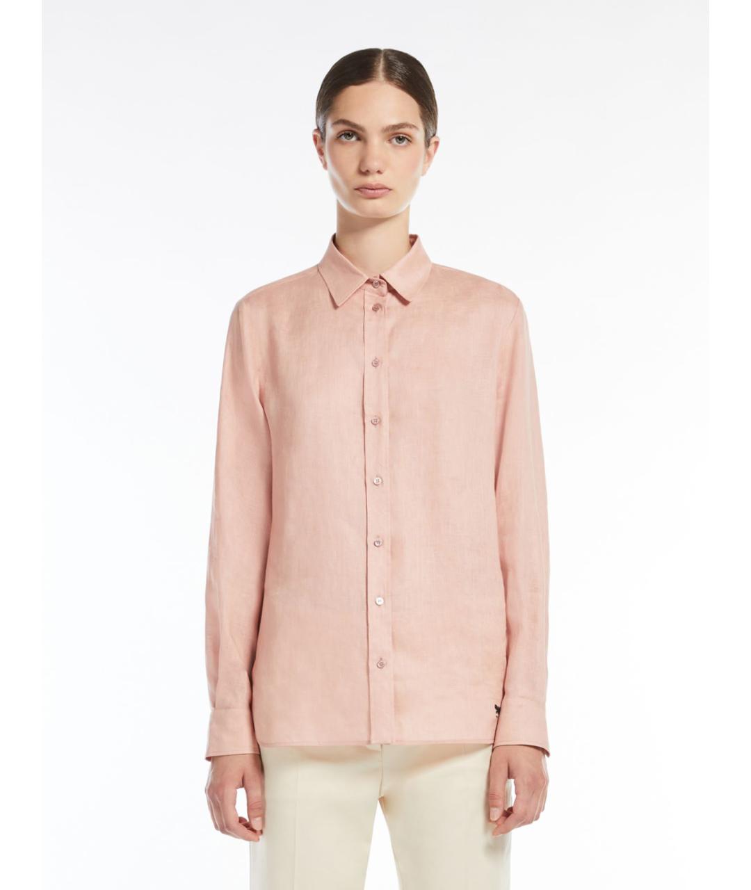 WEEKEND MAX MARA Розовая льняная рубашка, фото 3