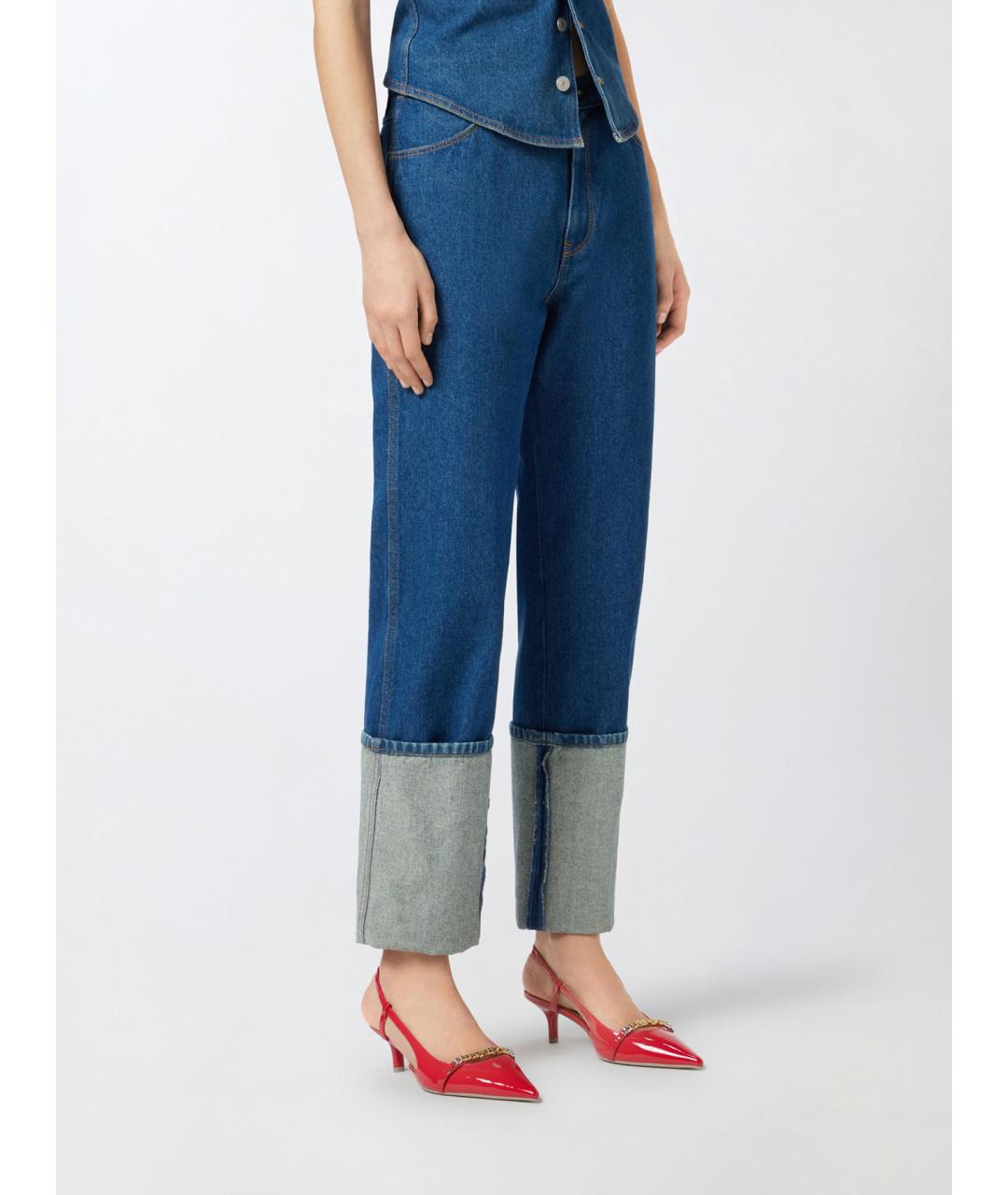 PINKO Синие хлопковые прямые джинсы, фото 3