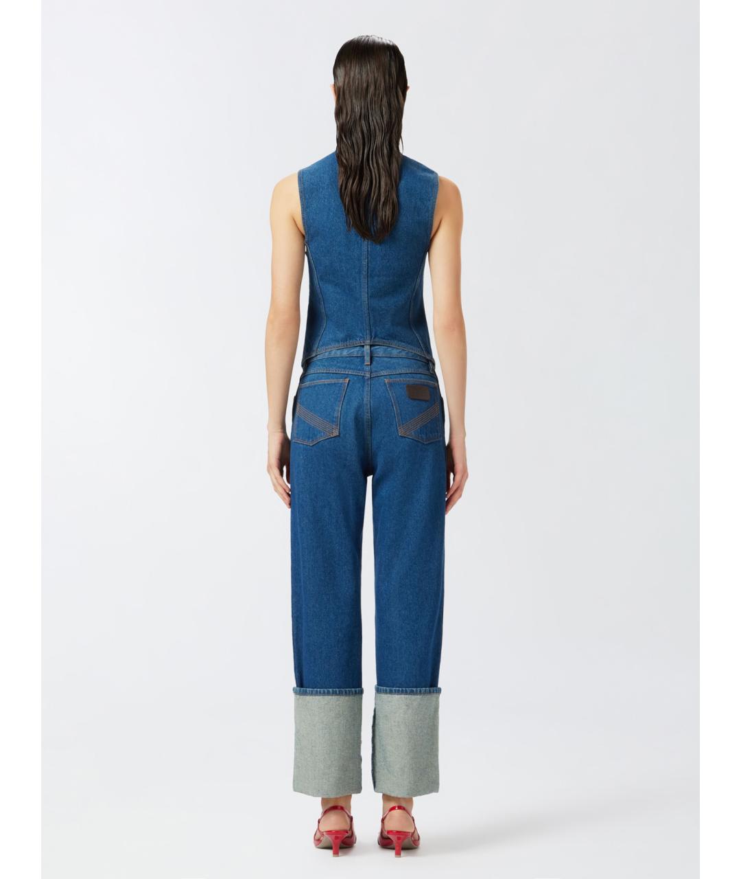 PINKO Синие хлопковые прямые джинсы, фото 4