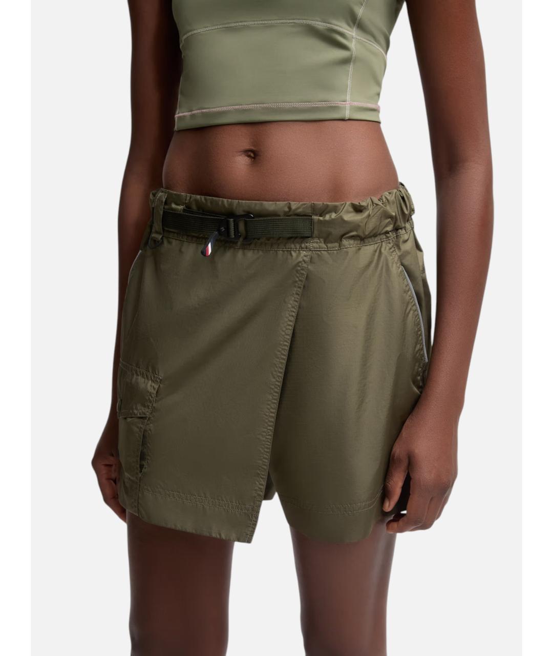 MONCLER Хаки полиэстеровые шорты, фото 3