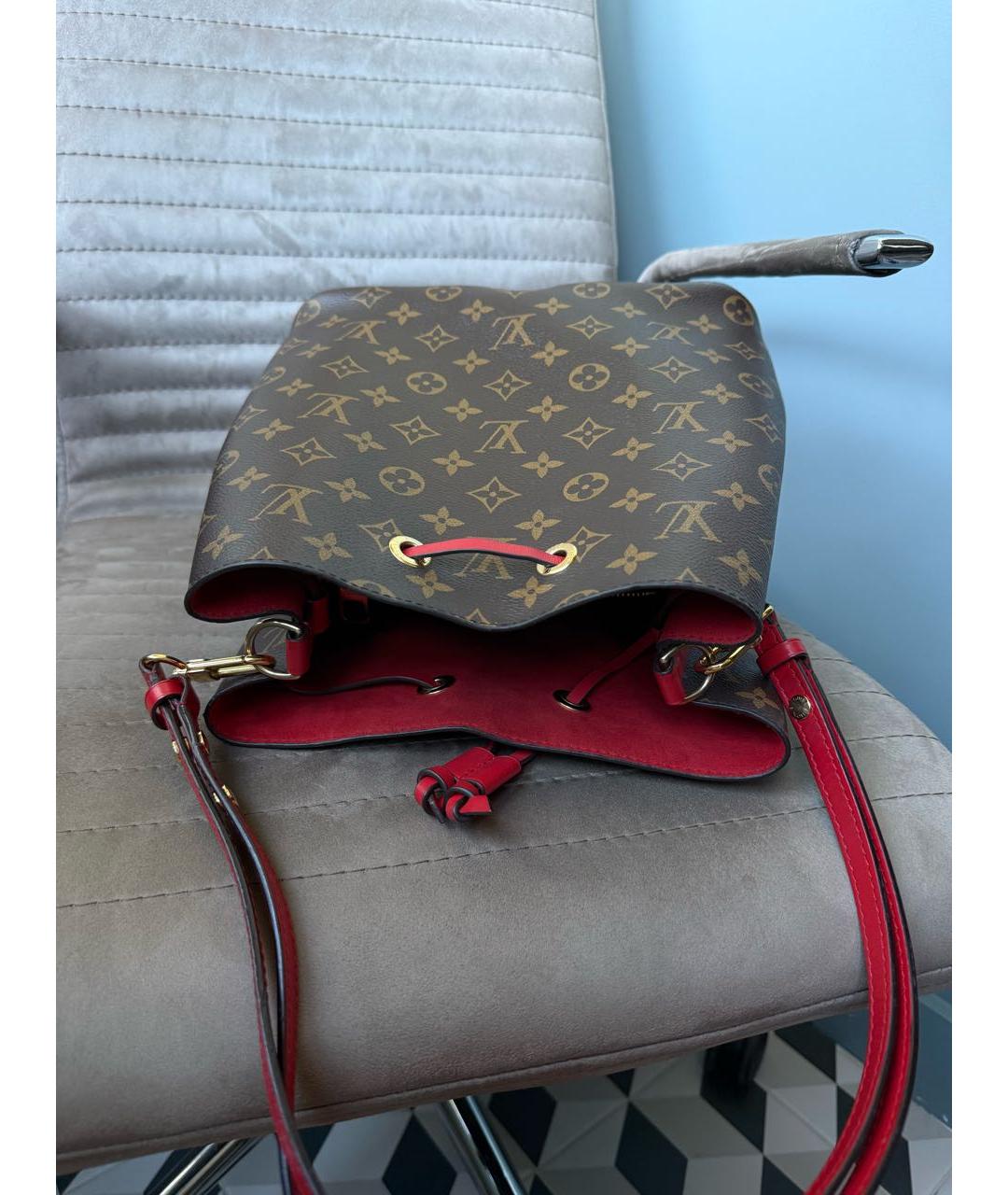 LOUIS VUITTON Коричневая кожаная сумка тоут, фото 7