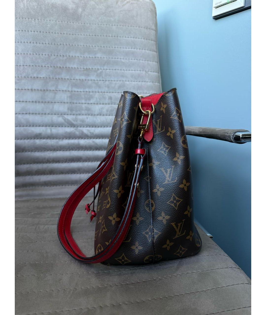 LOUIS VUITTON Коричневая кожаная сумка тоут, фото 4