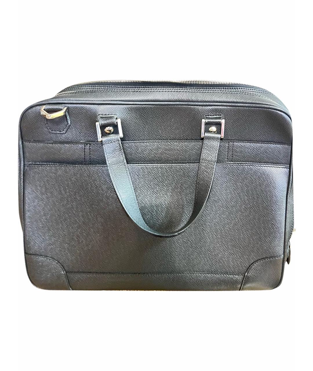 LOUIS VUITTON Антрацитовый кожаный портфель, фото 1