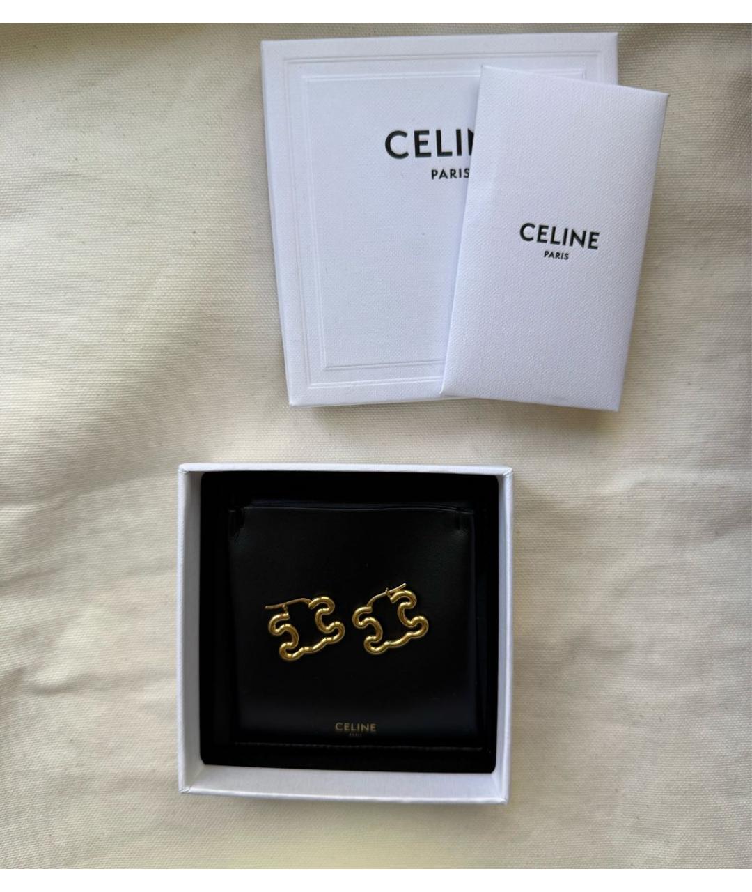 CELINE Золотые позолоченные серьги, фото 2